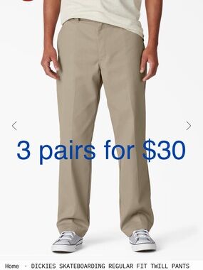 Dickies Men's Tan Regular-Fit Twill Chinos